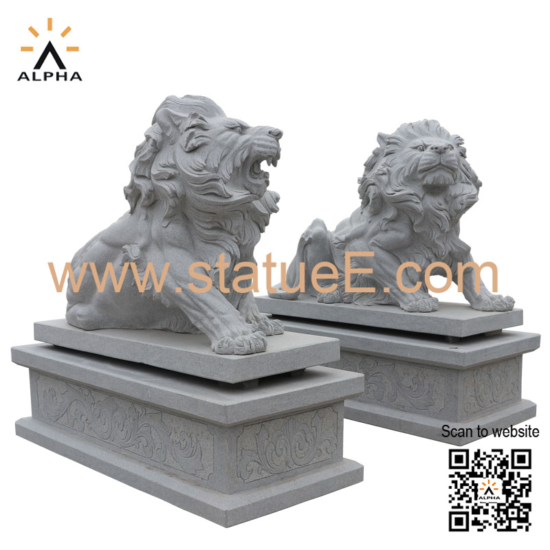 Granite lion statue